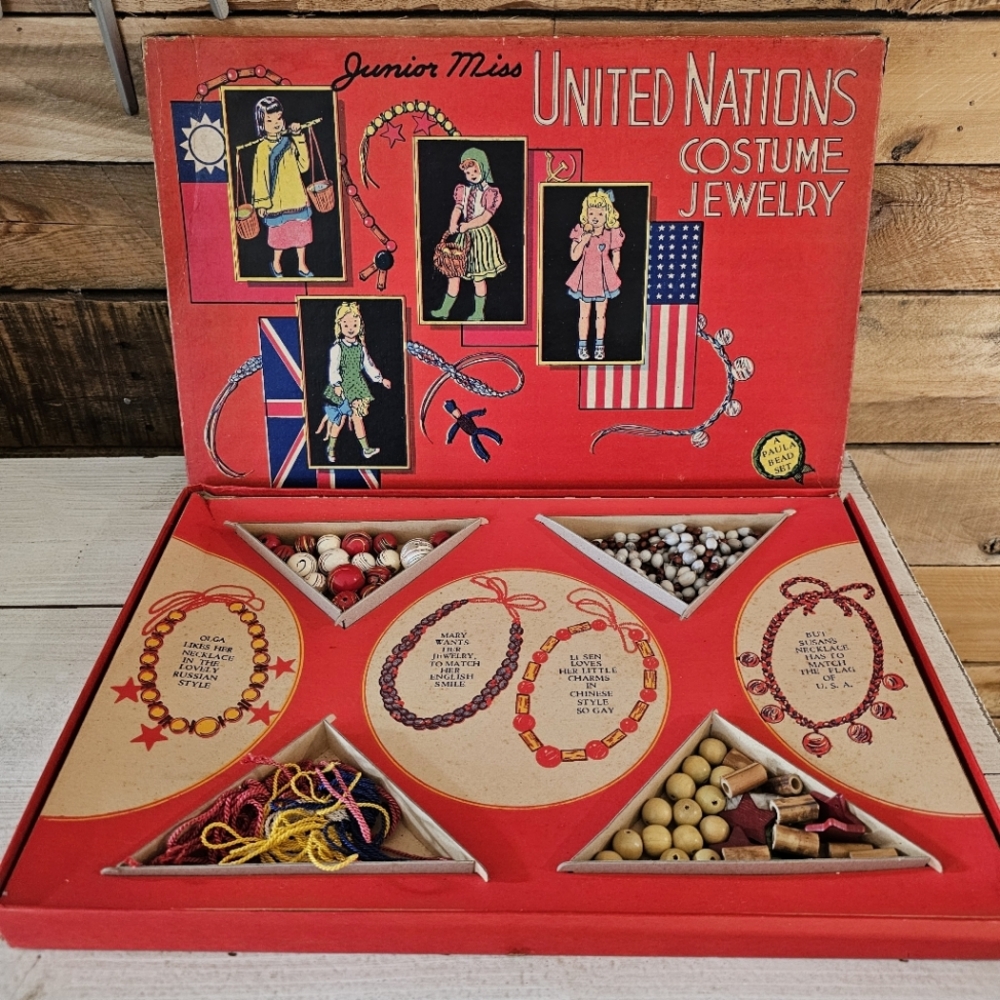 Vintage '50s Junior Miss United Nations Costume Jewelry Set